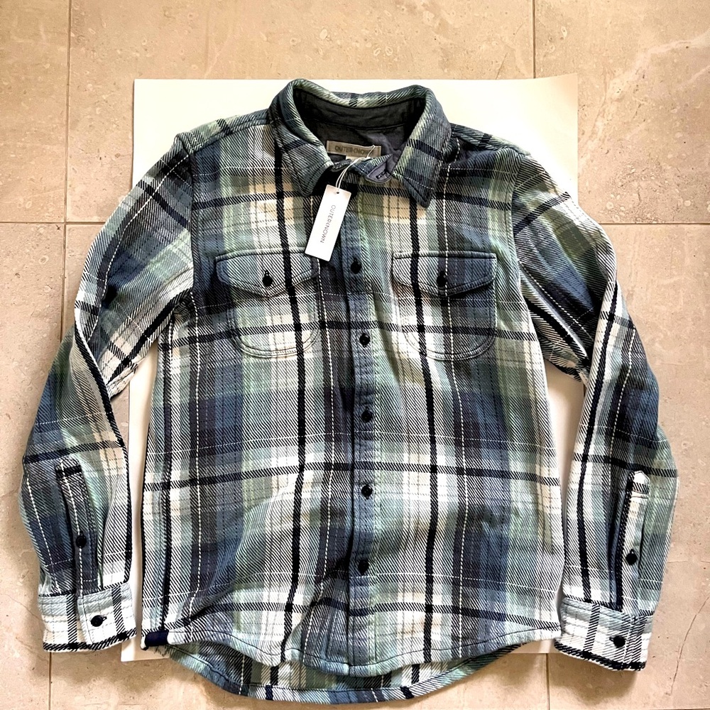 OUTERKNOWN BLANKET SHIRT MENS small SEAVIEW PLAID NWT BUTTON UP